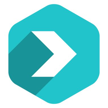 Ok işareti altıgen simgesi düz stil