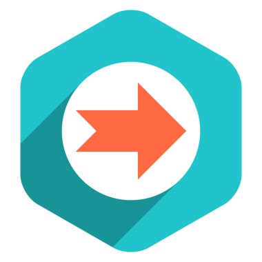 Düz ok işareti simgesi altıgen düğmesini yuvarlak