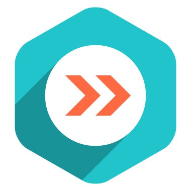 Düz ok işareti simgesi altıgen düğmesini yuvarlak