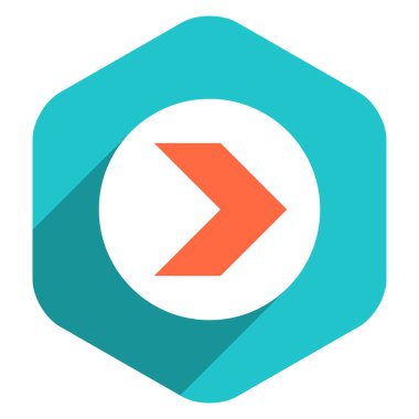 Düz ok işareti simgesi altıgen düğmesini yuvarlak