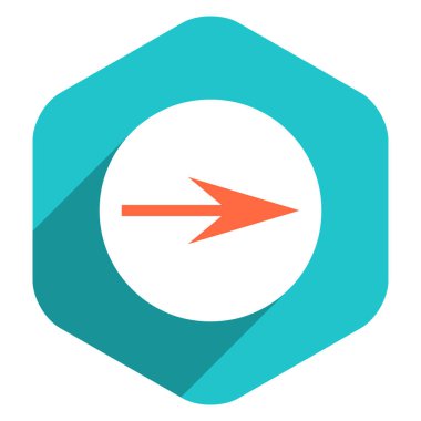 Düz ok işareti simgesi altıgen düğmesini yuvarlak