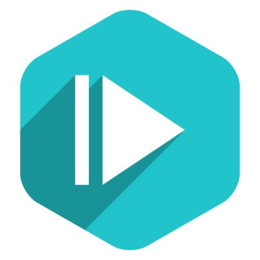 Ok işareti açma simgesi altıgen düğmesi