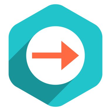 Düz ok işareti simgesi altıgen düğmesini yuvarlak