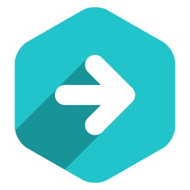 Ok işareti altıgen simgesi düz stil