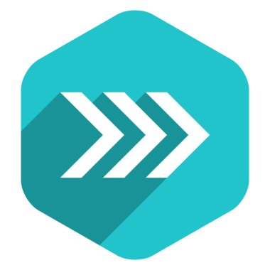 Ok işareti altıgen simgesi düz stil