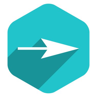 Ok işareti altıgen simgesi düz stil