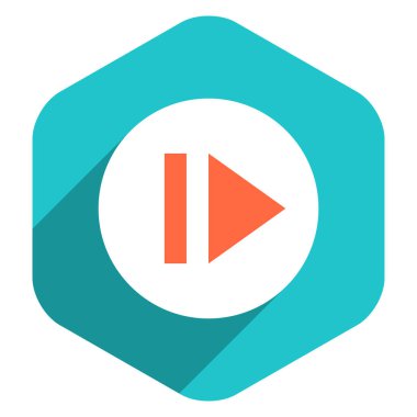 Ok işareti açma simgesi altıgen düğmesi