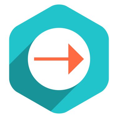 Düz ok işareti simgesi altıgen düğmesini yuvarlak