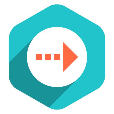 Düz ok işareti simgesi altıgen düğmesini yuvarlak