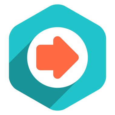 Düz ok işareti simgesi altıgen düğmesini yuvarlak