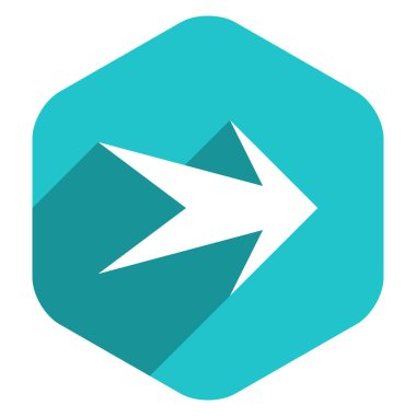 Ok işareti altıgen simgesi düz stil