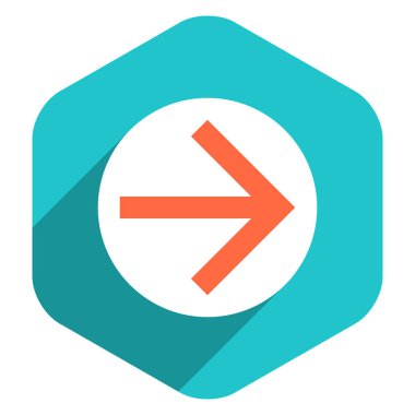 Düz ok işareti simgesi altıgen düğmesini yuvarlak