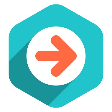 Düz ok işareti simgesi altıgen düğmesini yuvarlak