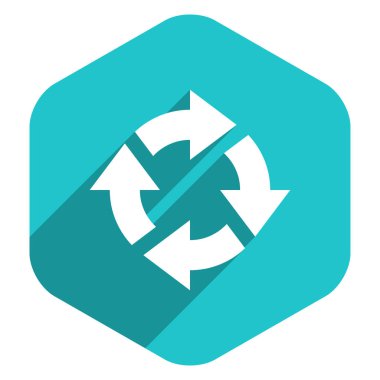 Düz ok işareti döndürme simgesi altıgen düğmesini