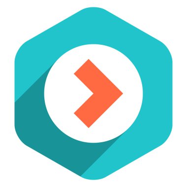 Düz ok işareti simgesi altıgen düğmesini yuvarlak