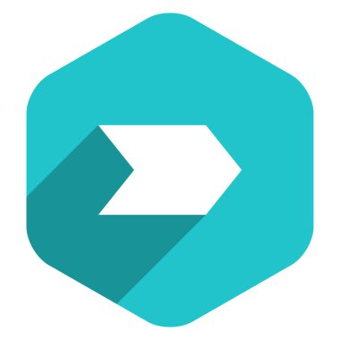 Ok işareti altıgen simgesi düz stil