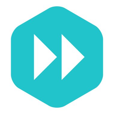 Ok işareti hızlı ileri düz altıgen simgesi