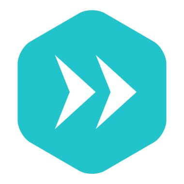 Ok işareti düz altıgen simgesi