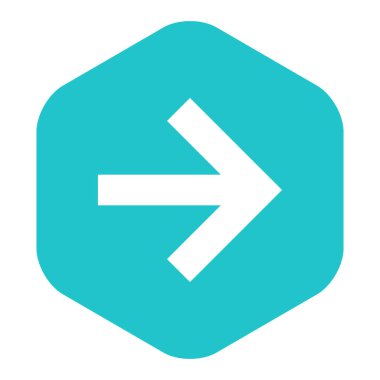 Ok işareti düz altıgen simgesi