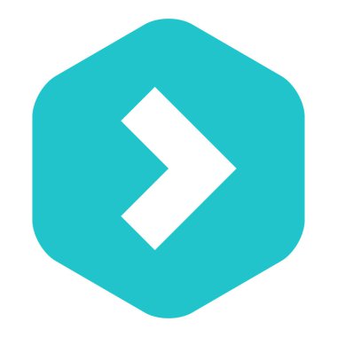 Ok işareti düz altıgen simgesi