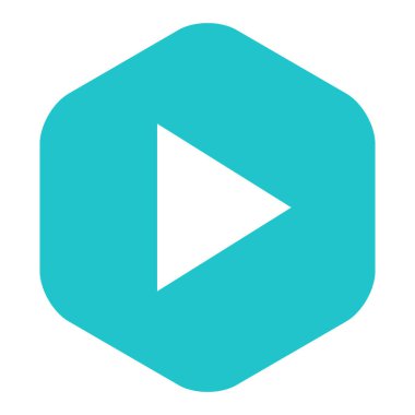 Ok oyun işareti düz altıgen simgesi