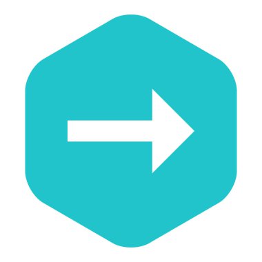 Ok işareti düz altıgen simgesi