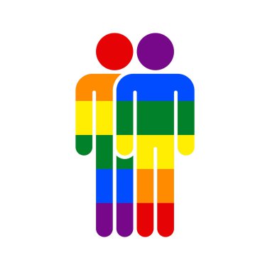 İki adam Lgbt hareketinin Gökkuşağı bayrağı