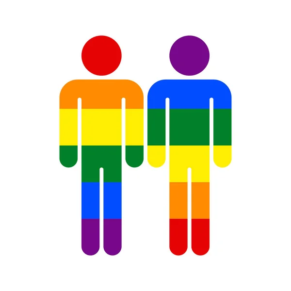 Bandeira do arco-íris do movimento LGBT de dois homens —  Vetores de Stock