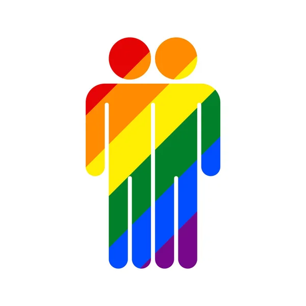 Bandeira do arco-íris do movimento LGBT de dois homens —  Vetores de Stock