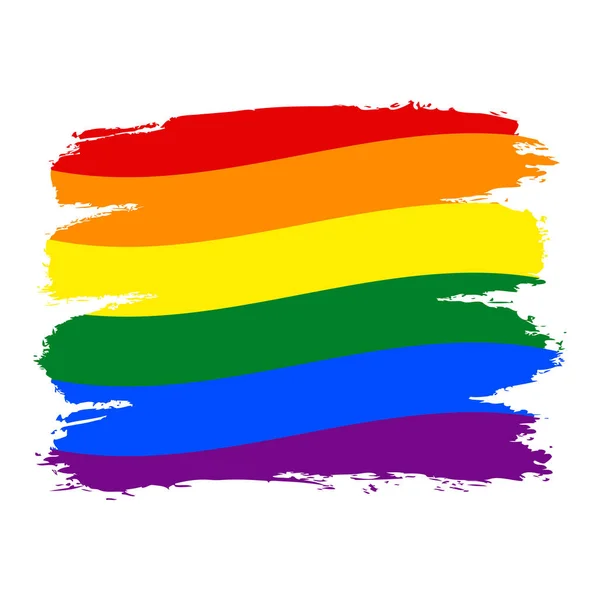 Pincelada Rainbow Flag Movimiento LGBT — Vector de stock