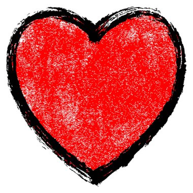 Doku ile siyah kontur kırmızı kalp