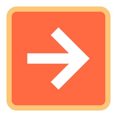 Ok işareti düz kare simgesi