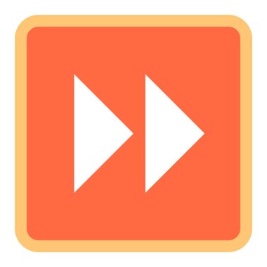 Ok hızlı ileri işareti düz kare simgesi