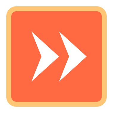 Ok işareti düz kare simgesi