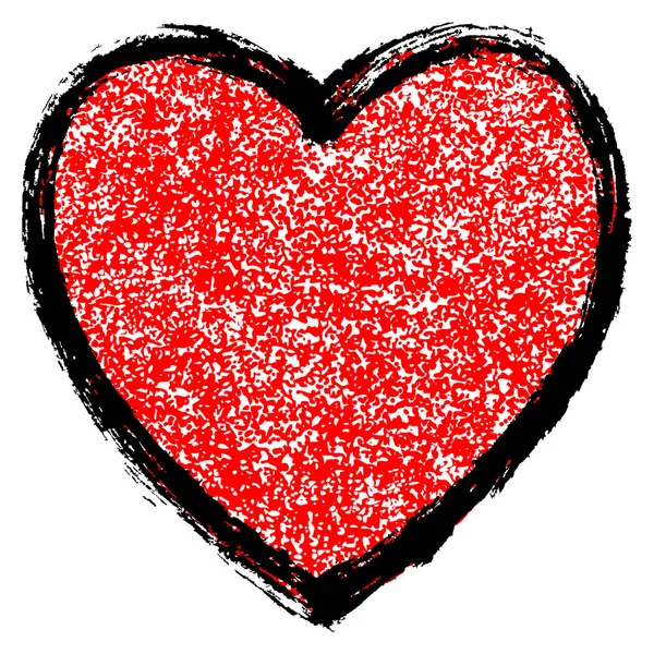 纹理红色与黑色的轮廓的心 — 图库矢量图片