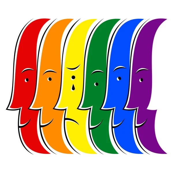 Chorando Bandeira do arco-íris do movimento LGBT humano — Vetor de Stock