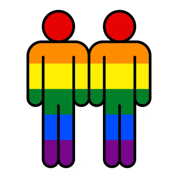 Two Man LGBT Movement Rainbow Flag — Stock Vector