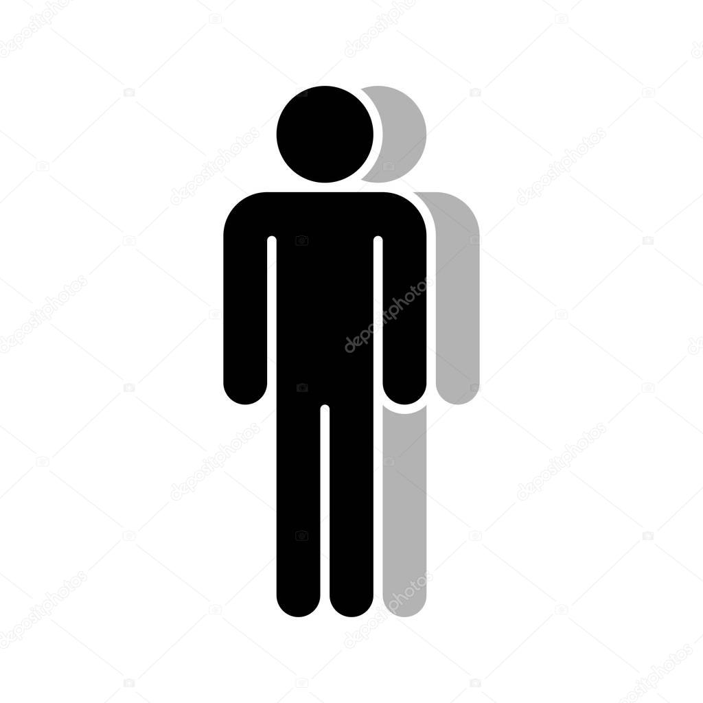 Use it in all your designs. Logotype in the form of two people standing with hands down painted in shades of black color. Quick and easy recolorable graphic element in technique vector illustration