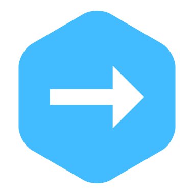 Ok işareti düz altıgen simgesi