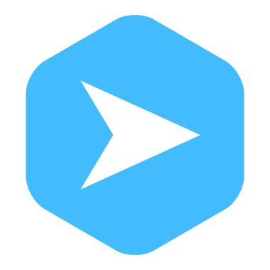 Ok işareti düz altıgen simgesi