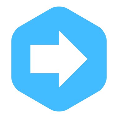 Ok işareti düz altıgen simgesi