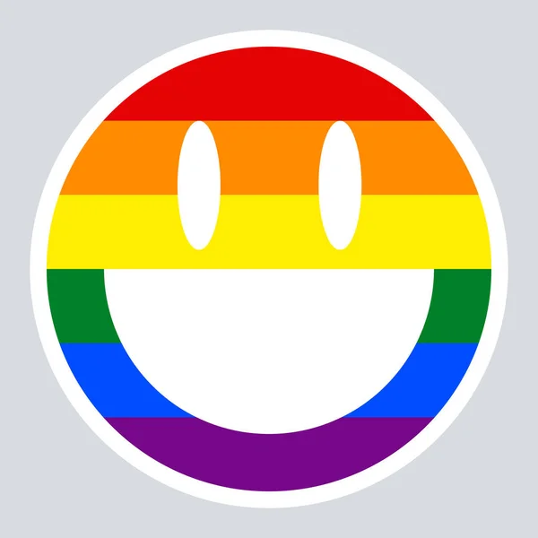 LGBT arco iris bandera sonriente cara sonriente icono — Vector de stock