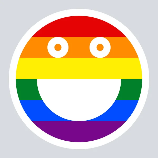 LGBT arco iris bandera sonriente cara sonriente icono — Vector de stock