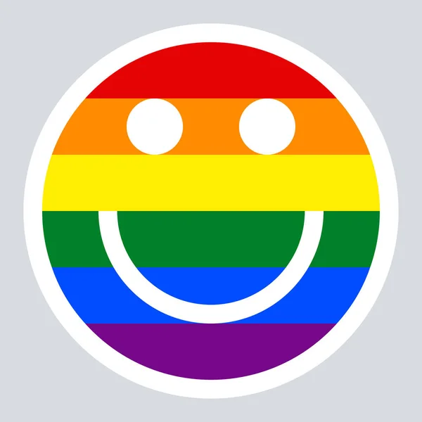 LGBT Duhová vlajka usmívající se tvář ikonu smajlíka — Stockový vektor