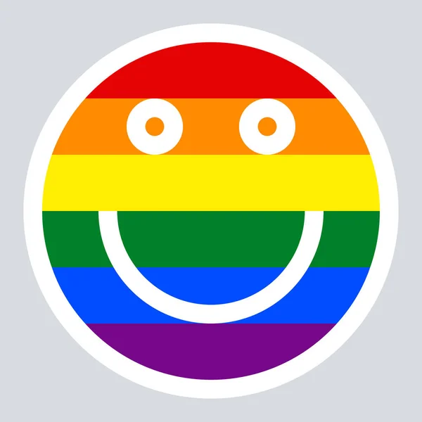 LGBT arco iris bandera sonriente cara sonriente icono — Vector de stock