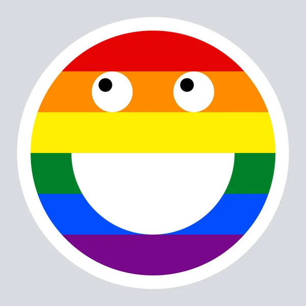 LGBT arco iris bandera sonriente cara sonriente icono — Vector de stock