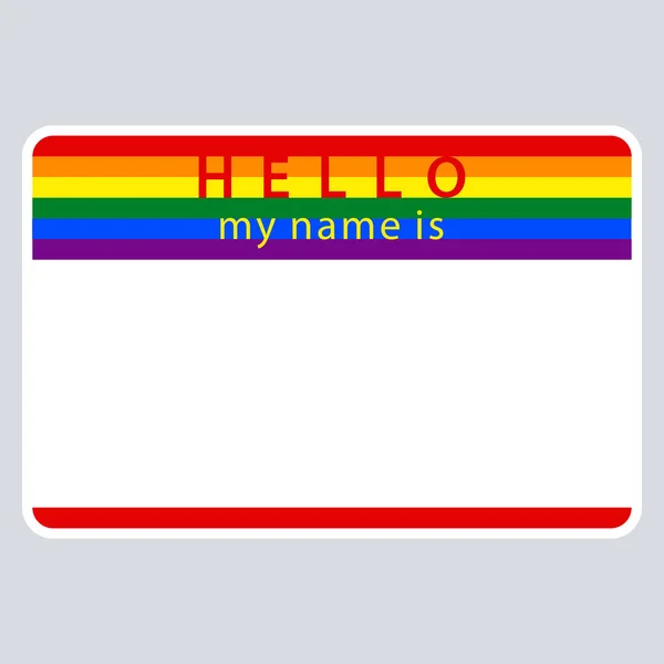 Névtábla a nevem az LMBT Szivárvány zászló — Stock Vector