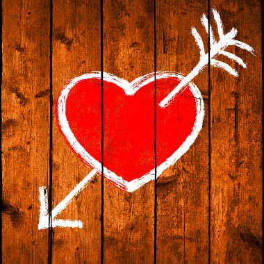 Kırmızı kalp doku ahşap Piercing ok