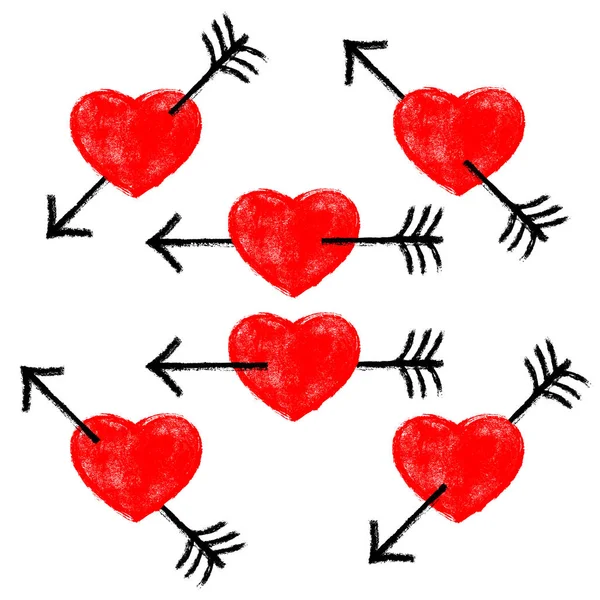 Freccia nera traforata cuore strutturato rosso — Vettoriale Stock
