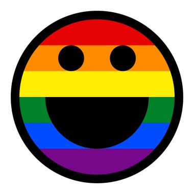 Gülümseyen yüzü gülen simgesi Lgbt Gökkuşağı bayrağı